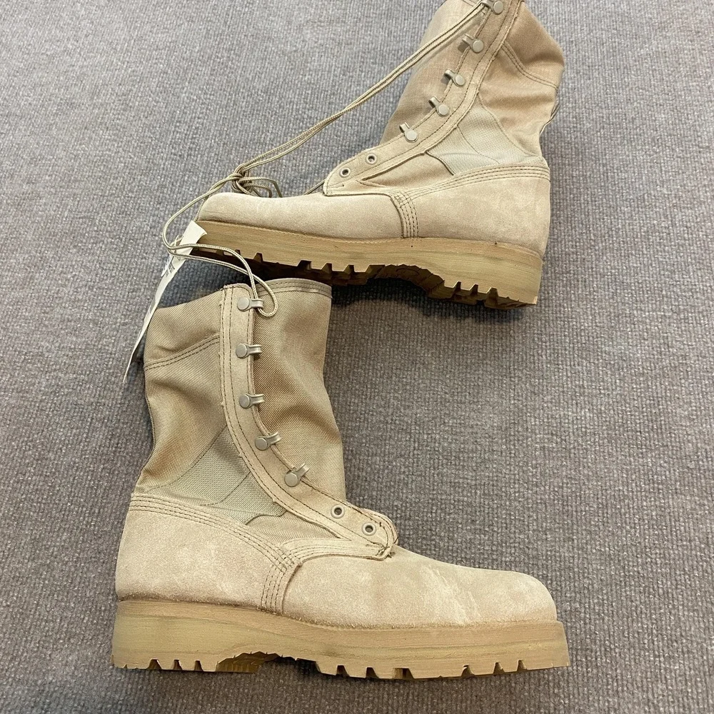 Wellco Army Combat Boots Mens Size 9 W Beige Suede Military Vibram Hot Weather